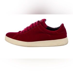TOM FORD- Men’s red velvet low trainers sz 7